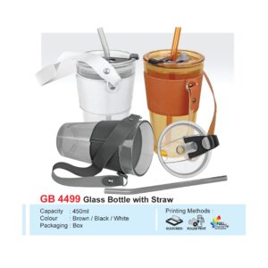 glass bottle with straw (gb4499)
