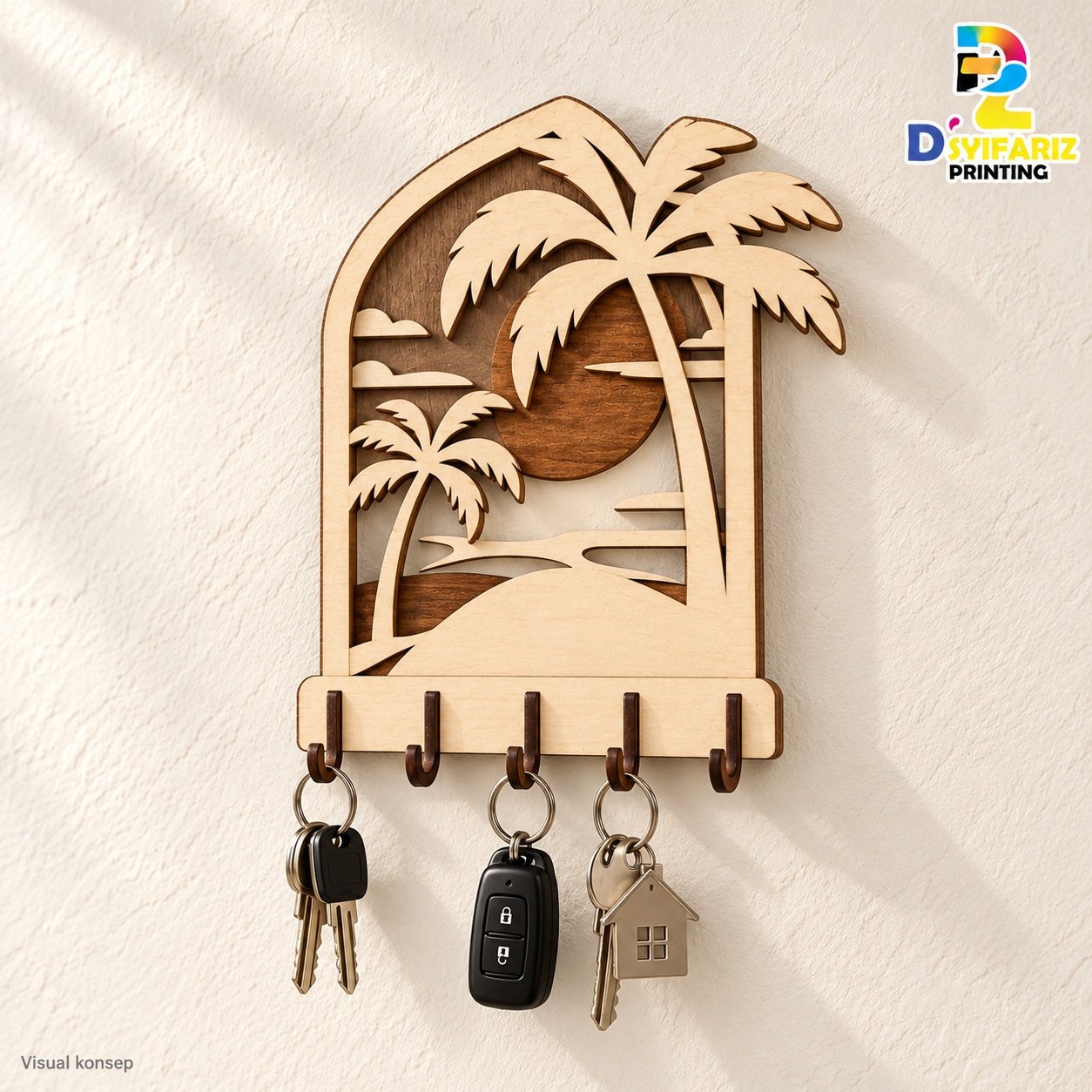 Penyangkut Kunci Palma Tropika - visual konsep AI