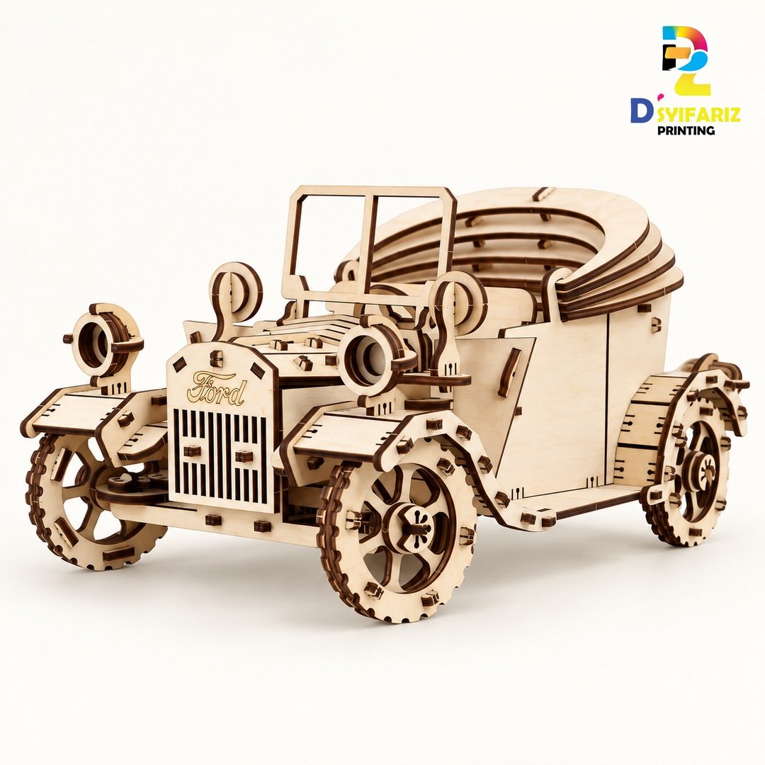Model Kereta Retro Kayu - visual konsep berlogo Dsyifariz