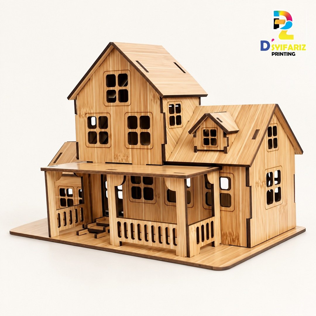 Model Rumah Mini Kayu - visual konsep berlogo Dsyifariz